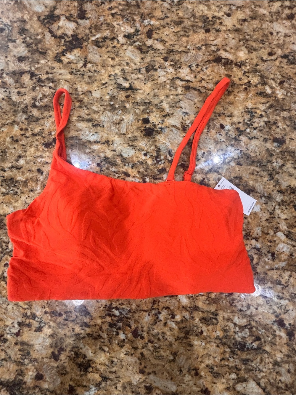 Bright Orange Textured Bathing Suit Top